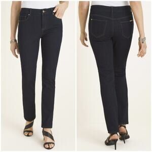 Chico's Women's So Slimming Girlfriend Slim Straight Jean Dark Wash Size 10P